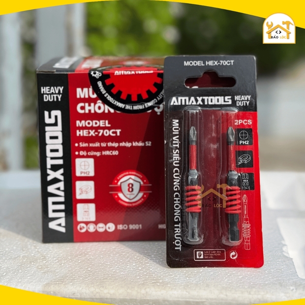 Mũi Bắt Vít Amaxtools Chống Trượt 65-70-90-150mm, Thép S2 siêu cứng - Hàng chính hãng.