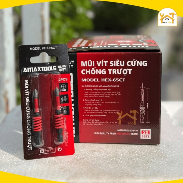 Mũi Bắt Vít Amaxtools Chống Trượt 65-70-90-150mm, Thép S2 siêu cứng - Hàng chính hãng.