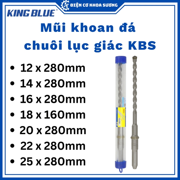 Mũi khoan đá chuôi lục giác Kingblue KBS - Hàng chinh hãng