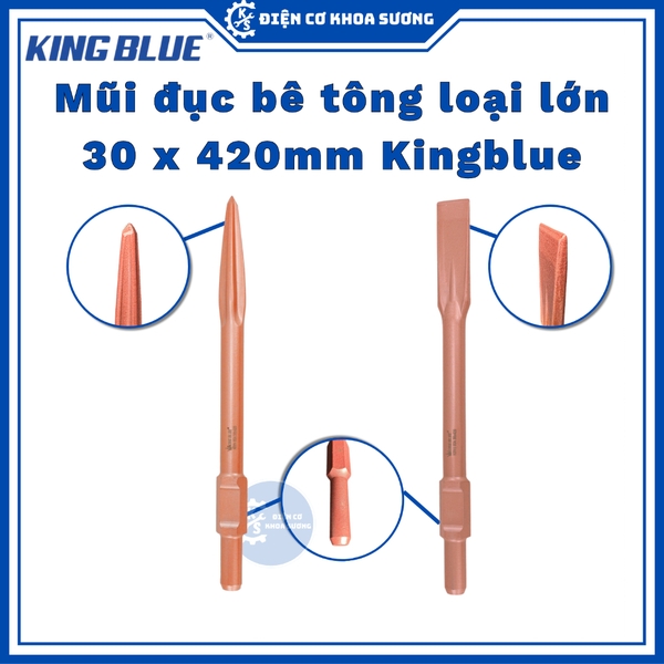 Mũi đục bê tông loại lớn 30mm Kingblue KBVn-30*420, KBVd-30*420*37 - Hàng chính hãng