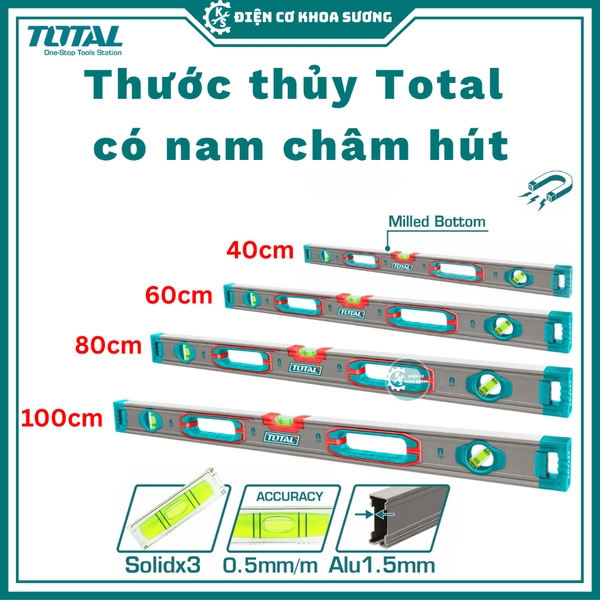 Thước thủy nivo, livo, có từ nam châm Total TMT24028M, TMT26028M, TMT28028M, TMT210028M - Chính hãng