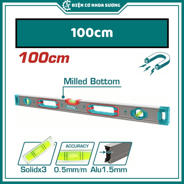 Thước thủy nivo, livo, có từ nam châm Total TMT24028M, TMT26028M, TMT28028M, TMT210028M - Chính hãng