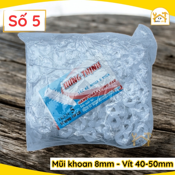 Combo Bịch, Bộ 100,200 tắc kê nhựa nở 6 khía cao cấp đóng tường HƯNG THỊNH 2F,3F,4F,5F,6F,7F,8F ( Nhiều kích thước ).