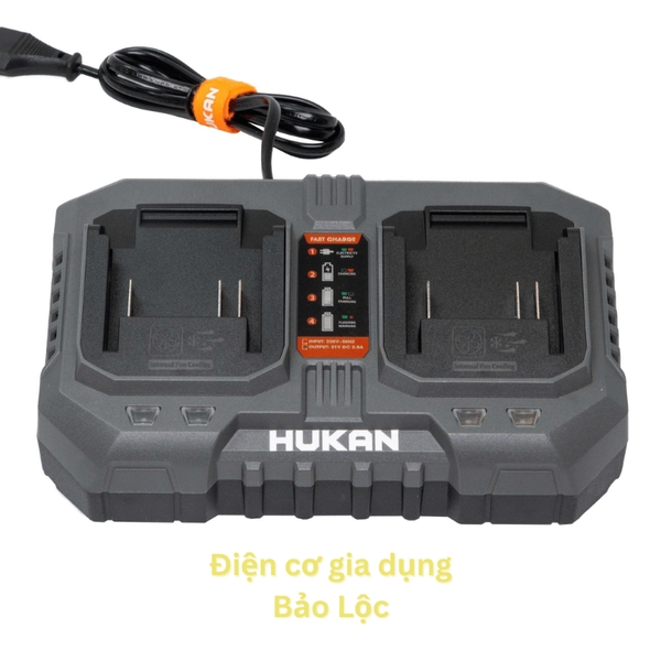 Sạc đôi HUKAN G2-S20X2, Công suất 2A, Bảo vệ dòng, Có quạt tản nhiệt - Dùng cho pin chân phổ thông
