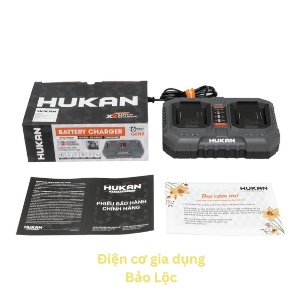 Sạc đôi HUKAN G2-S20X2, Công suất 2A, Bảo vệ dòng, Có quạt tản nhiệt - Dùng cho pin chân phổ thông