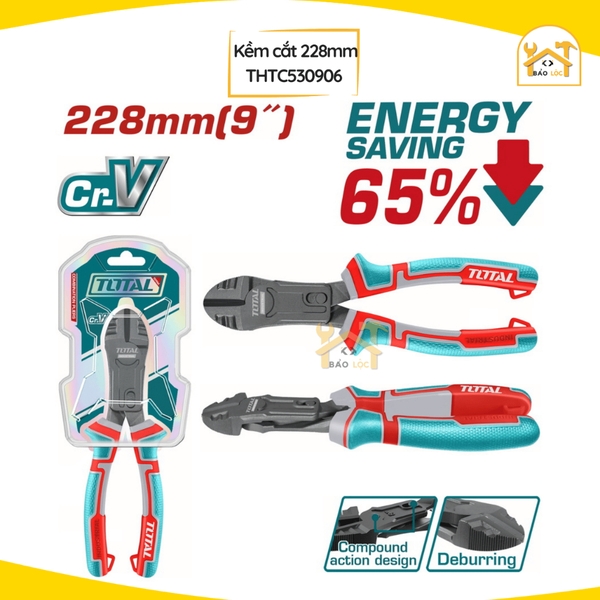 Kìm cắt trợ lực Total THTC530806 THTC530906 Tiết kiệm 65% sức, kích thước 200mm - 228mm, kìm cắt dây điện - Hàng chính h