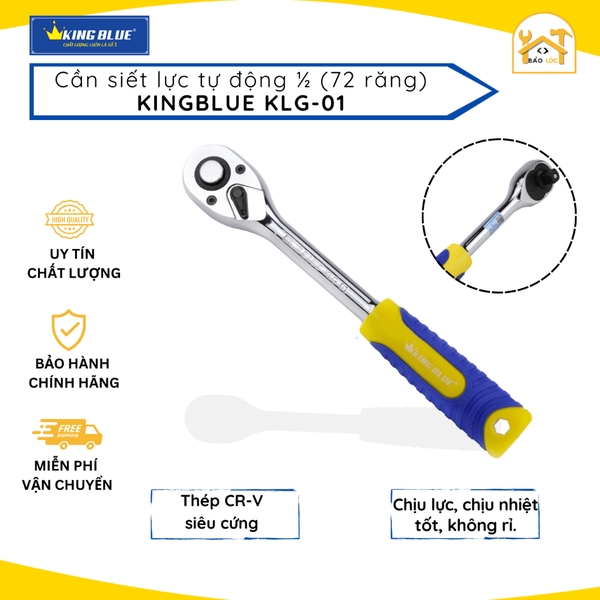 Cần Siết Lực Tự Động ½ inch (72 Răng), chiều dài 255mm, đảo chiều KingBlue KLG-01 làm bằng thép CR-V - Hàng chính hãng.