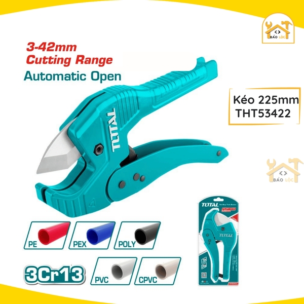 Dao cắt ống nhựa PVC 193mm/225MM TOTAL THT534216/THT53422, kéo cắt ống PVC đường kính cắt 3-42mm