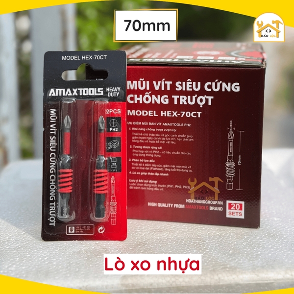 Mũi Bắt Vít Amaxtools Chống Trượt 65-70-90-150mm, Thép S2 siêu cứng - Hàng chính hãng.