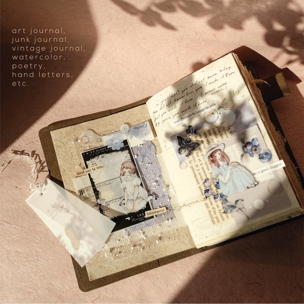 Sổ Vintage Journal 'Komorebi'| Mix 8 loại giấy thủ công Việt Nam | Bìa giấy giặt được Teayoushop