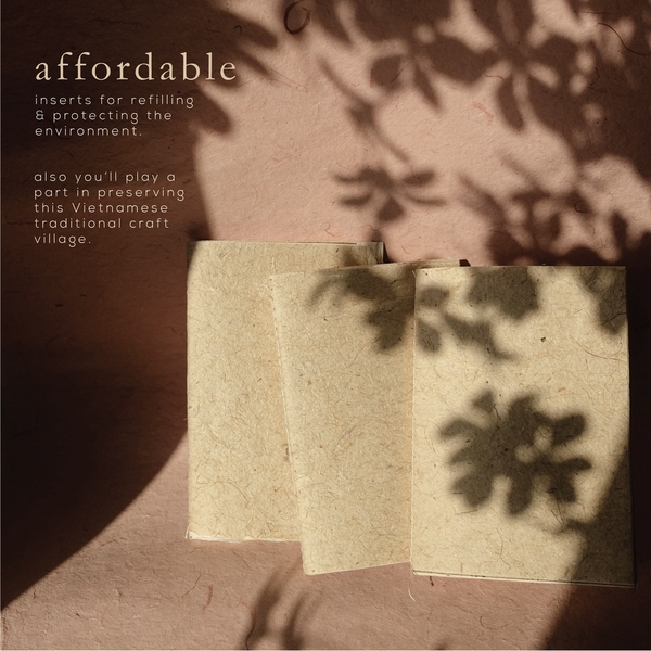 Sổ Vintage Journal 'Komorebi'| Mix 8 loại giấy thủ công Việt Nam | Bìa giấy giặt được Teayoushop