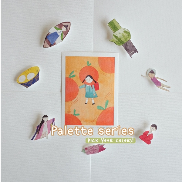 Set Postcards thay thế cho sổ Palette series 🎨 16 thiết kế phác họa văn hóa Nhật Bản đầy màu sắc