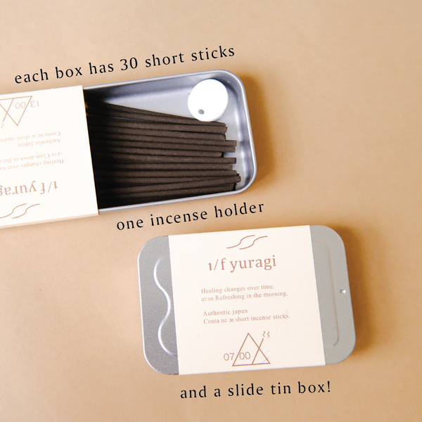 Nhang thơm tinh dầu cao cấp Yuragi - kèm hộp thiếc và chân đế - Short Stick from Kyoto