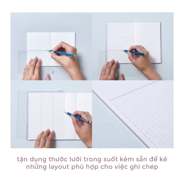 Sổ tay bìa nhựa - kẻ ôli grid Hitotoki Note