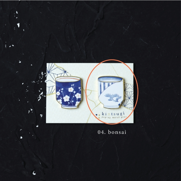 Pin 'tách trà Kintsugi' đế nam châm dùng làm trang trí, bookmark, gắn vật dụng gia đình