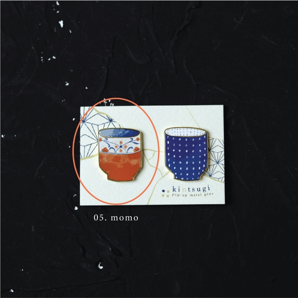 Pin 'tách trà Kintsugi' đế nam châm dùng làm trang trí, bookmark, gắn vật dụng gia đình