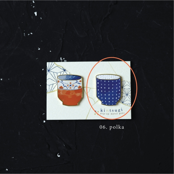 Pin 'tách trà Kintsugi' đế nam châm dùng làm trang trí, bookmark, gắn vật dụng gia đình