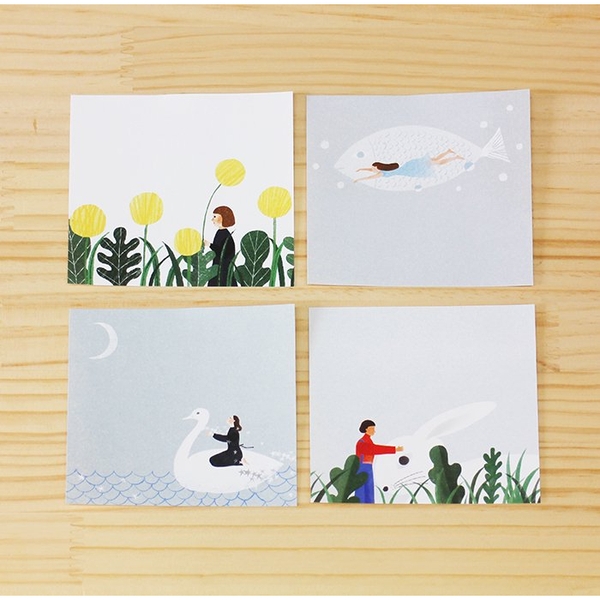 Chiết 8 tờ | các mẫu giấy note vuông hãng Cozyca | hàng nhập chính hãng