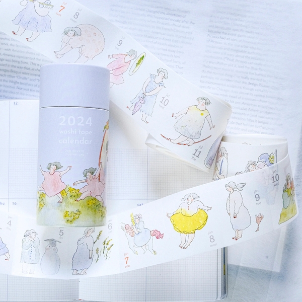 [Siêu phẩm] Chiết 1 tháng lịch năm 366 ngày dạng sticker cuộn Dodolulu | chất washi có đế | có đường cắt sẵn