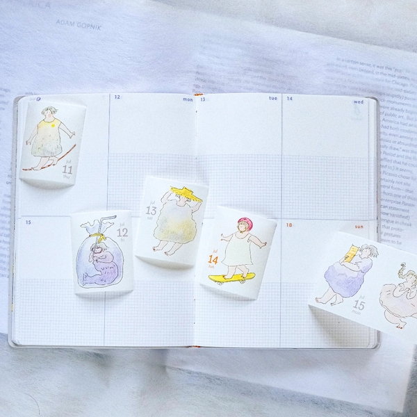 [Siêu phẩm] Chiết 1 tháng lịch năm 366 ngày dạng sticker cuộn Dodolulu | chất washi có đế | có đường cắt sẵn