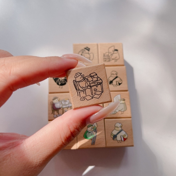 Tách lẻ set stamp Mr. Bird with paper hãng Yamadoro | Chính hãng Taiwan