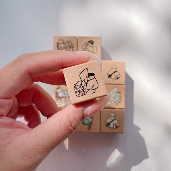 Tách lẻ set stamp Mr. Bird with paper hãng Yamadoro | Chính hãng Taiwan