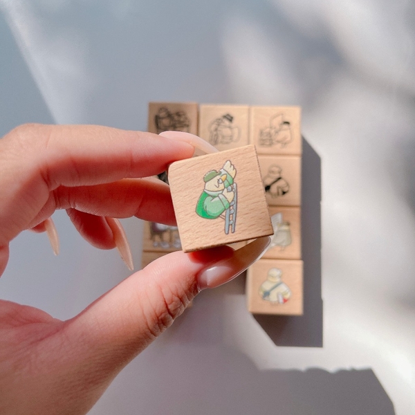 Tách lẻ set stamp Mr. Bird with paper hãng Yamadoro | Chính hãng Taiwan