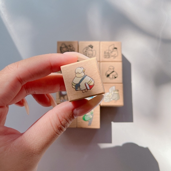Tách lẻ set stamp Mr. Bird with paper hãng Yamadoro | Chính hãng Taiwan