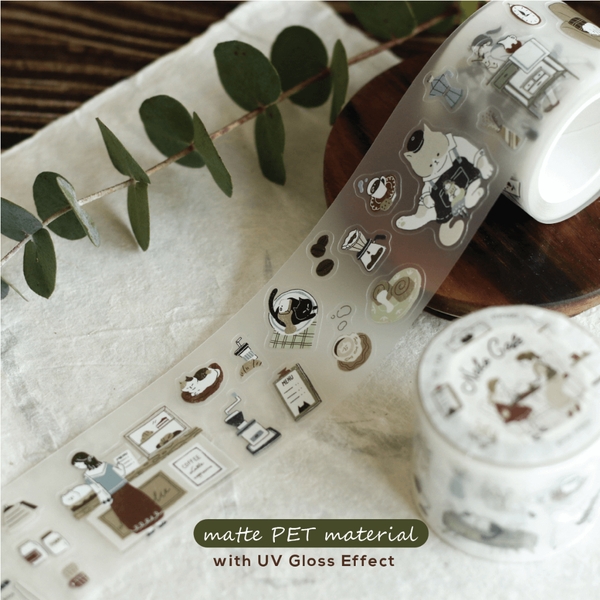 PET Tape Stickers bế sẵn 'Neko Cafe' by teayoushop