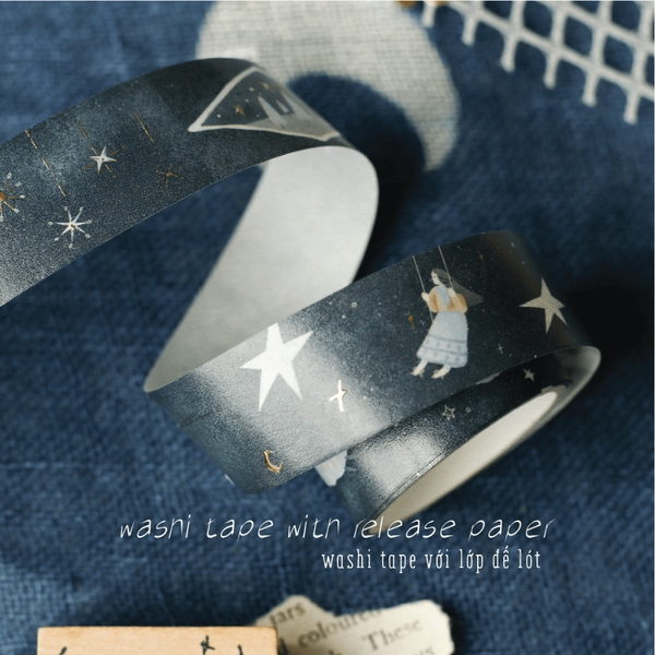 Washi Tape nhũ vàng nổi 