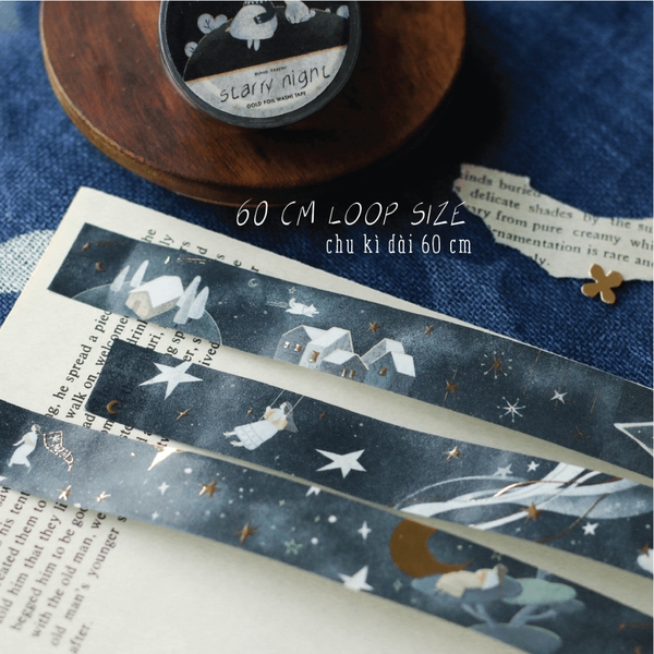 Washi Tape nhũ vàng nổi 