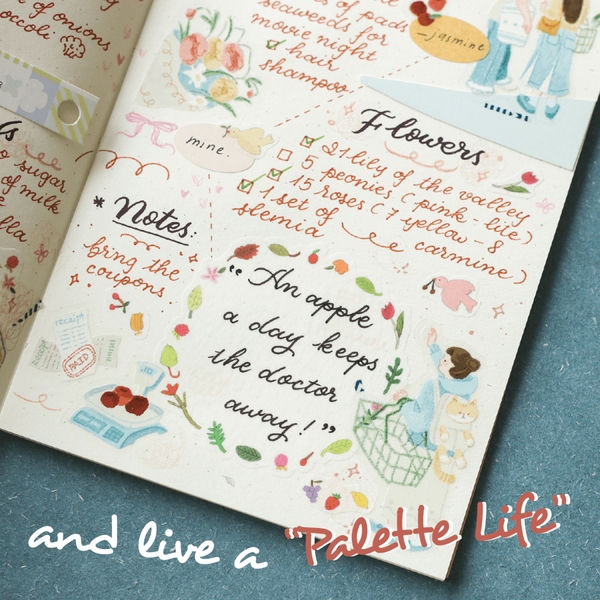Palette Life 2- PET Tape Stickers hình dán bế sẵn | by teayoushop