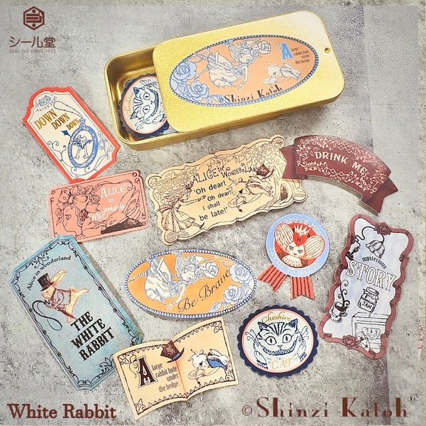 Các mẫu flake sticker hộp thiếc Alice in Wonderland by Shinzi Katoh