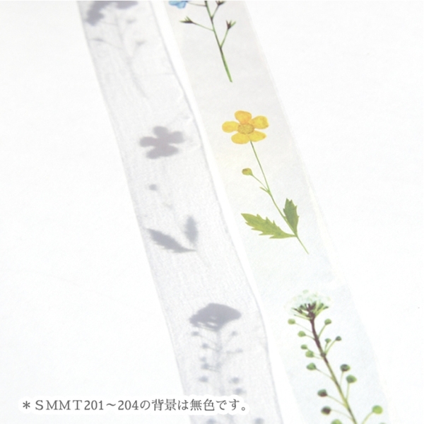 Các mẫu clear tape (chất PET trong suốt) chủ đề hoa lá ép khô | hãng Ryuryu Nhật Bản