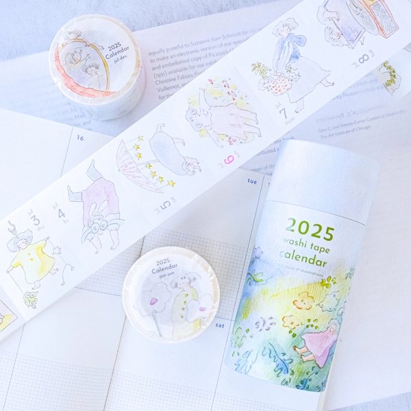 [Siêu phẩm] Chiết 1 tháng lịch năm 365 ngày dạng sticker cuộn Dodolulu | chất washi có đế | có đường cắt sẵn