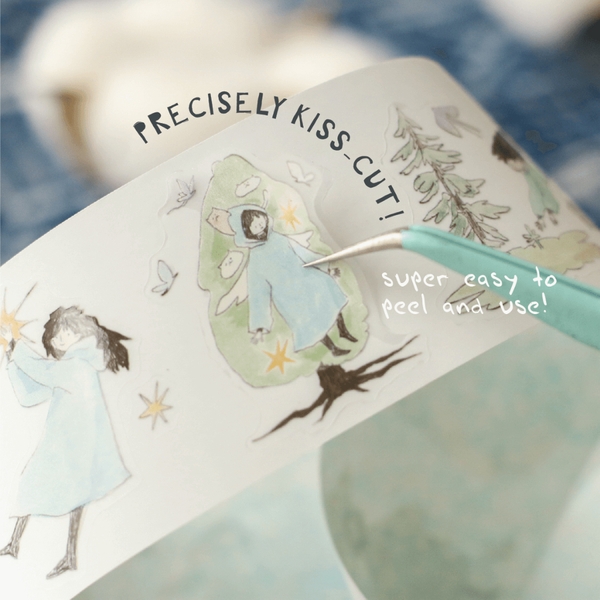 PET tape stickers với đế trắng 