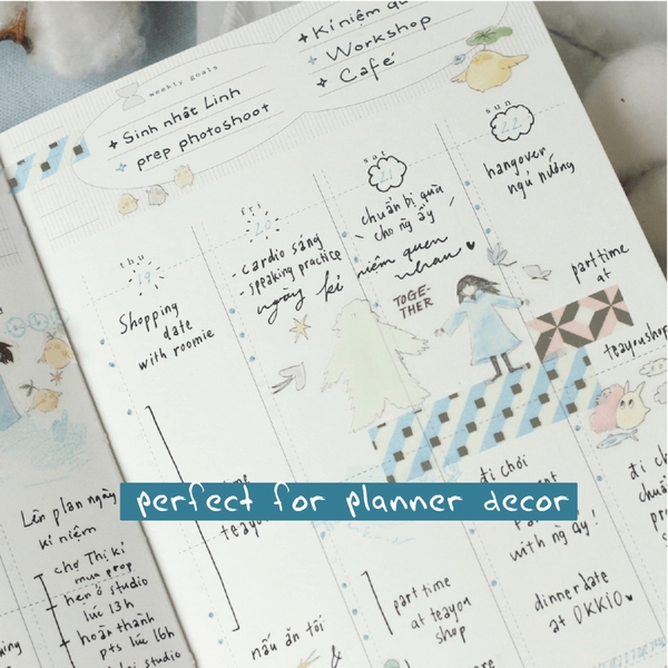 PET tape stickers với đế trắng 