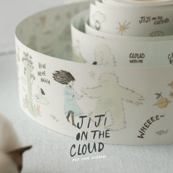 PET tape stickers với đế trắng 