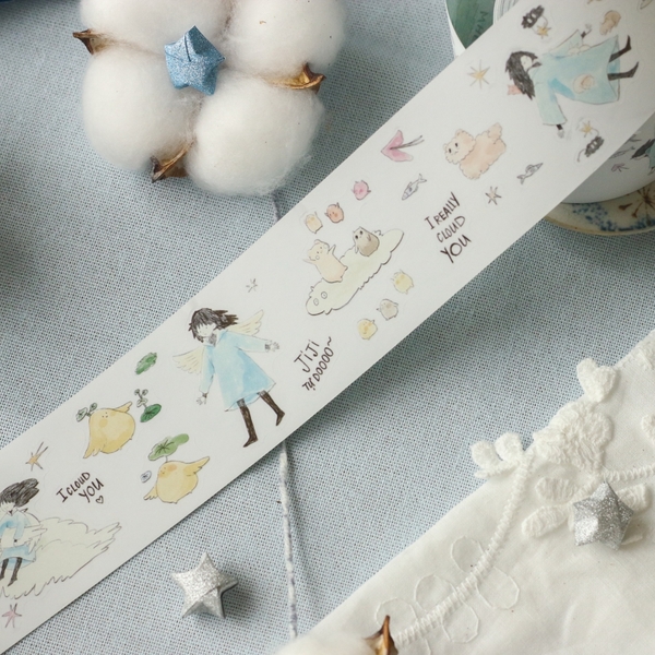 PET tape stickers với đế trắng 