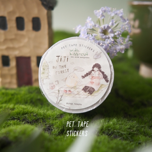PET tape stickers với đế trắng 