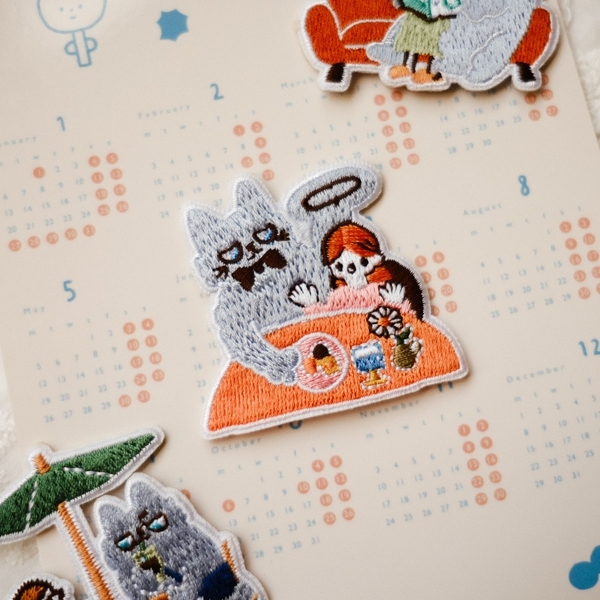 Hình thêu dạng pin cài/ pin ủi - Neko Boyfriend| teayoushop