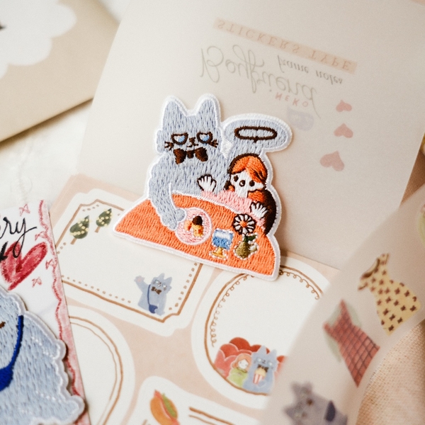 Hình thêu dạng pin cài/ pin ủi - Neko Boyfriend| teayoushop