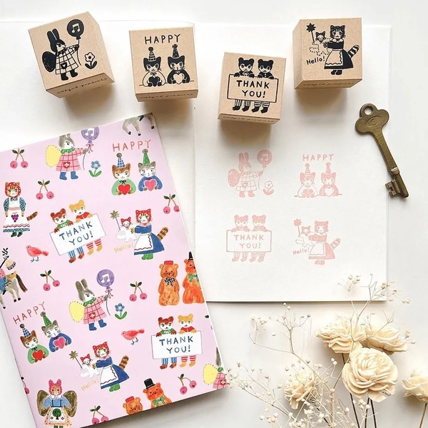 Các mẫu con dấu gỗ 3 x 3 cm từ hãng Cozyca Nhật Bản