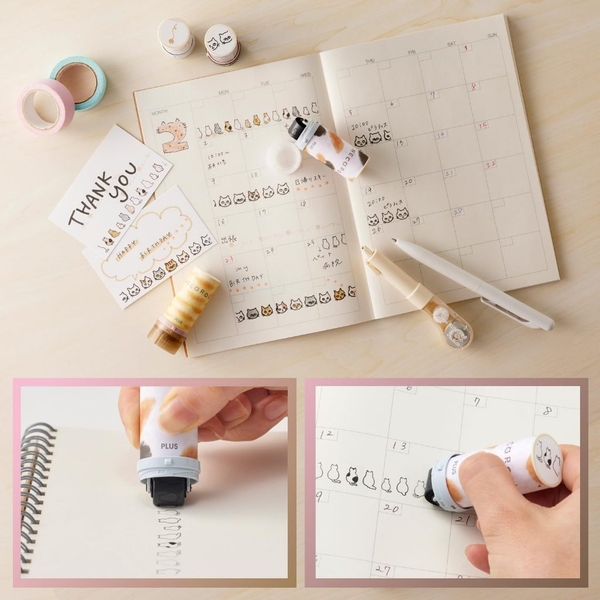 Các mẫu stamp trang trí dạng con lăn Neco Roll | Chính hãng Plus Nhật Bản