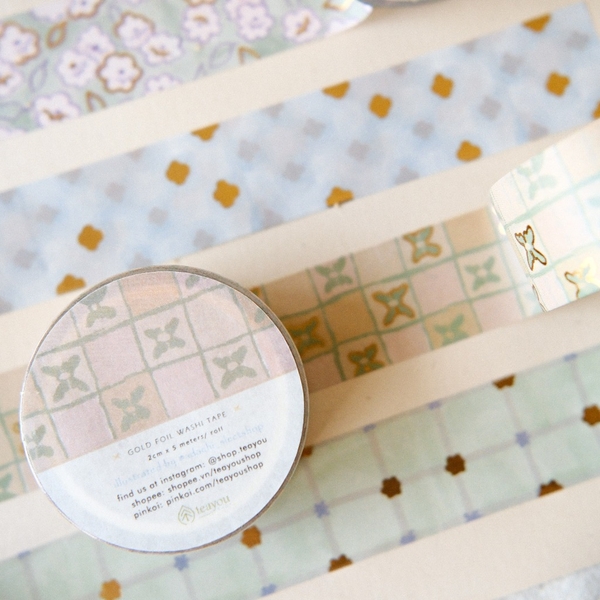 Các mẫu washi họa tiết có Nhũ 