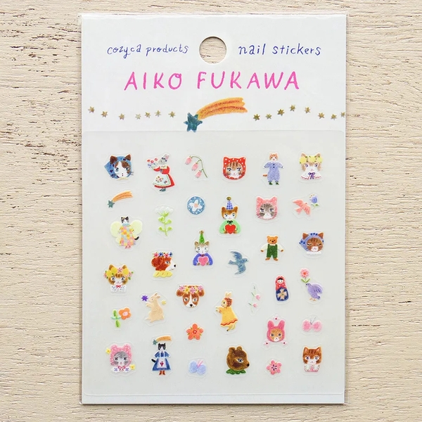 Các mẫu sticker mini dán nail hoạ sĩ Mariko Fukuoka và Aiko Fukukawa | hãng Cozyca
