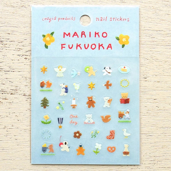 Các mẫu sticker mini dán nail hoạ sĩ Mariko Fukuoka và Aiko Fukukawa | hãng Cozyca
