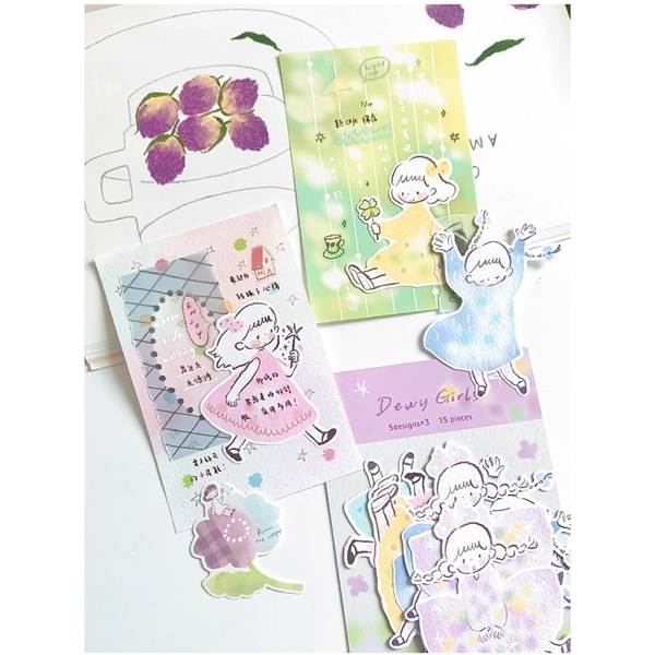 Các mẫu Flake Note series Watercolor Girls hãng Molinta