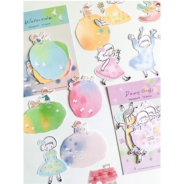 Các mẫu Flake Note series Watercolor Girls hãng Molinta