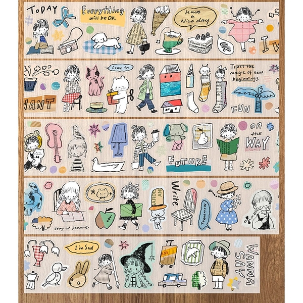 Các mẫu PET Tape series Watercolor Girls hãng Molinta